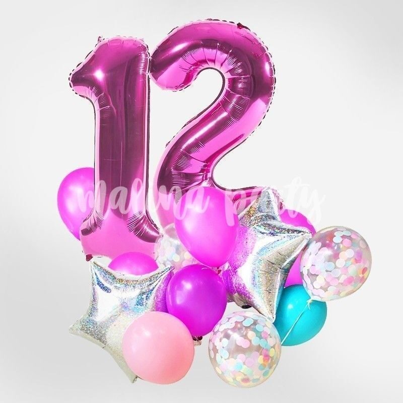 Букет гелиевых воздушных шаров с цифрой 4 на день рождения