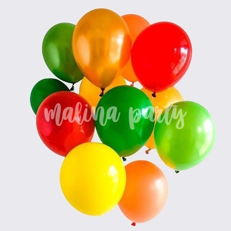 Букет воздушных шаров с гелием фуксия и зеленый хром