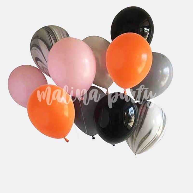 Букет воздушных шаров с гелием Сердца сатин и хром