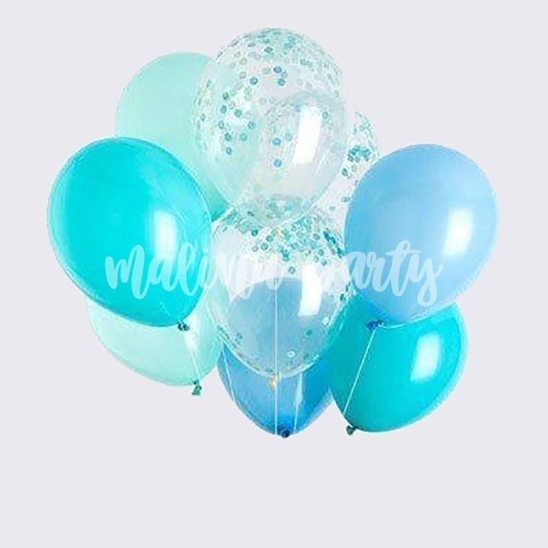 Букет воздушных шаров стеклянный шар беж и голубой