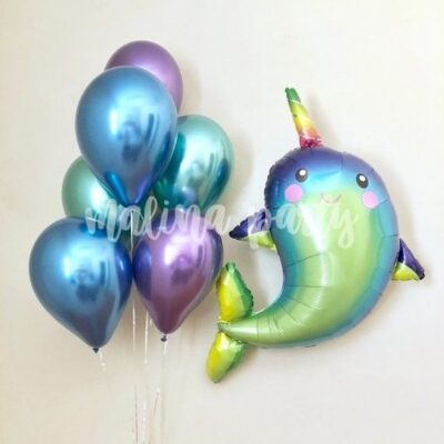 Букет воздушных шаров Дельфин с рогом