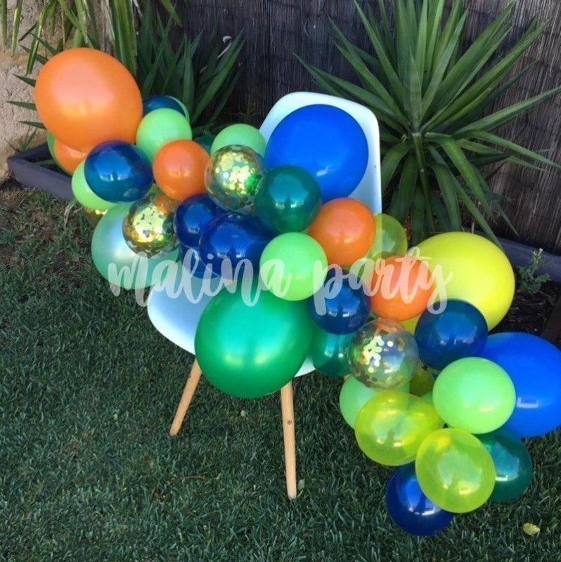 Набор воздушных шаров с гелием и каркасная цифра Тиффани и серебро