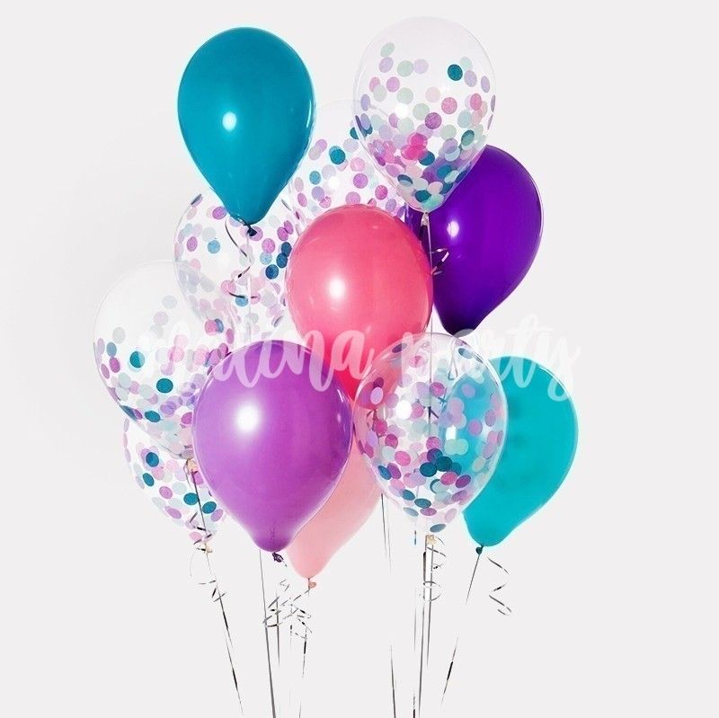 Букет воздушных шаров с гелием белых с конфетти