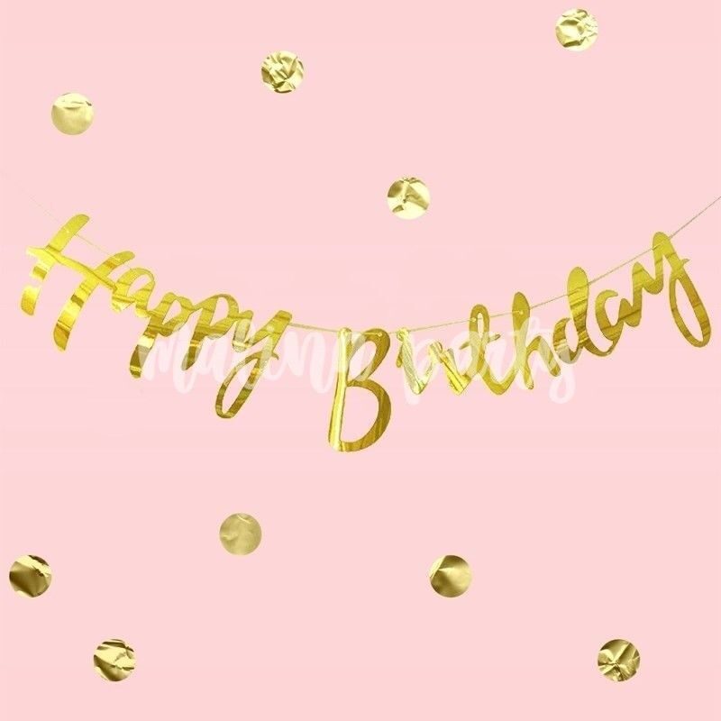 Воздушный шар надпись С днем рождения завитки розовое золото