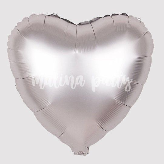 Воздушный шар сердце серебро сатин