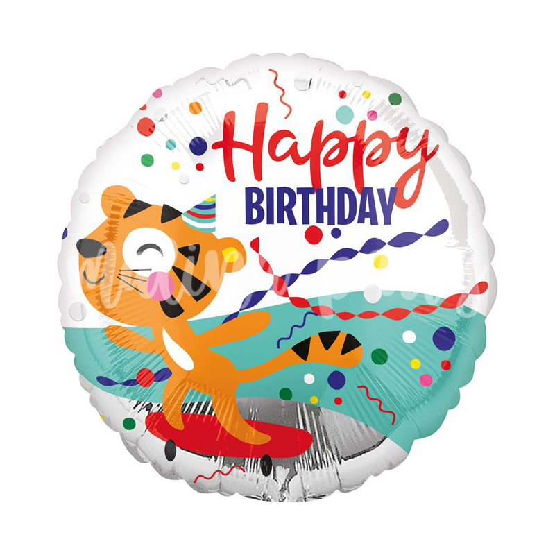 Воздушный шар круг Тигр в колпаке на день рождения