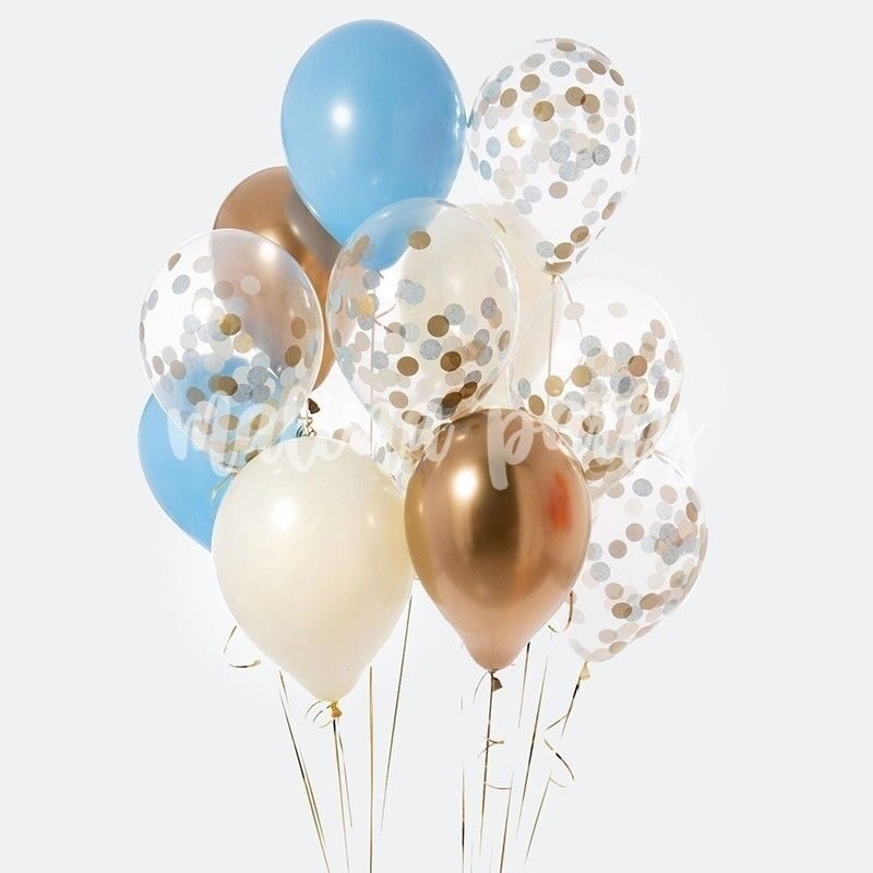 Букет воздушных шаров с гелием белых с конфетти