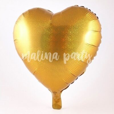 Воздушный шар сердце золото голографический