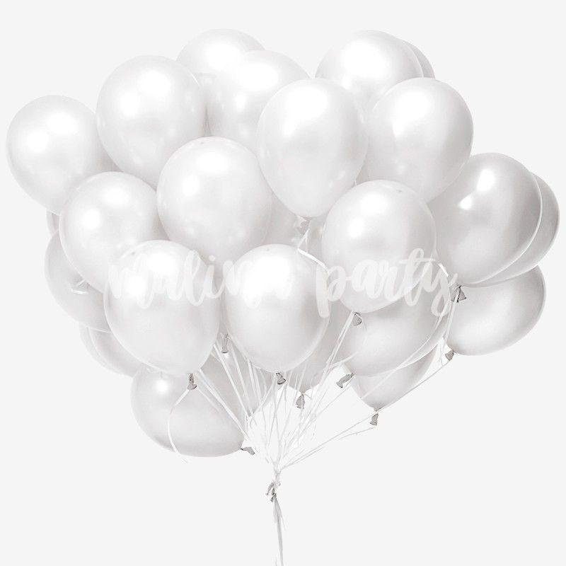 Облако воздушных шаров с гелием белый перламутр
