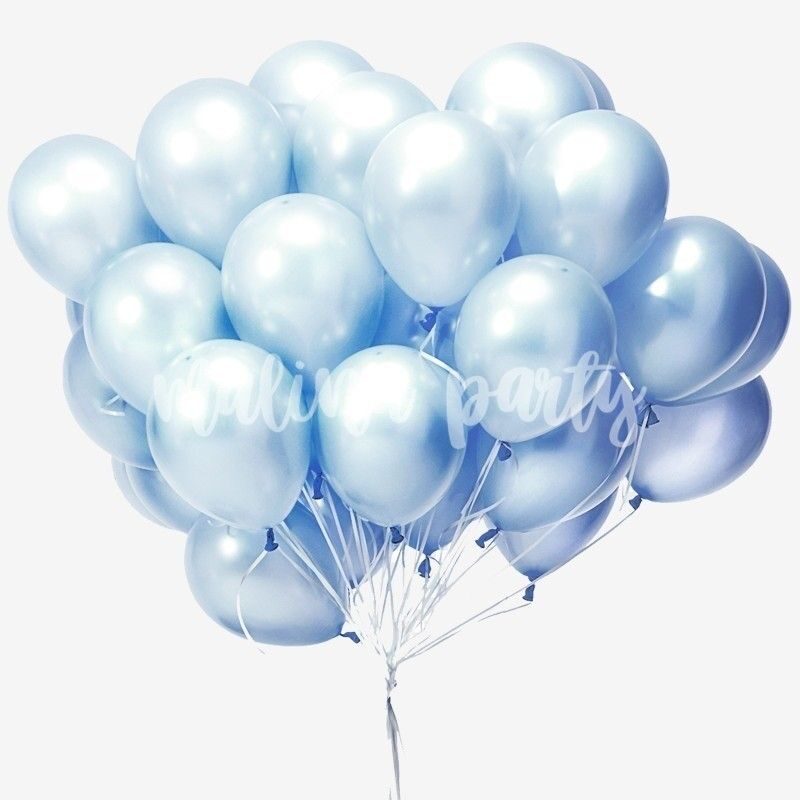 Облако воздушных шаров с гелием голубой металлик