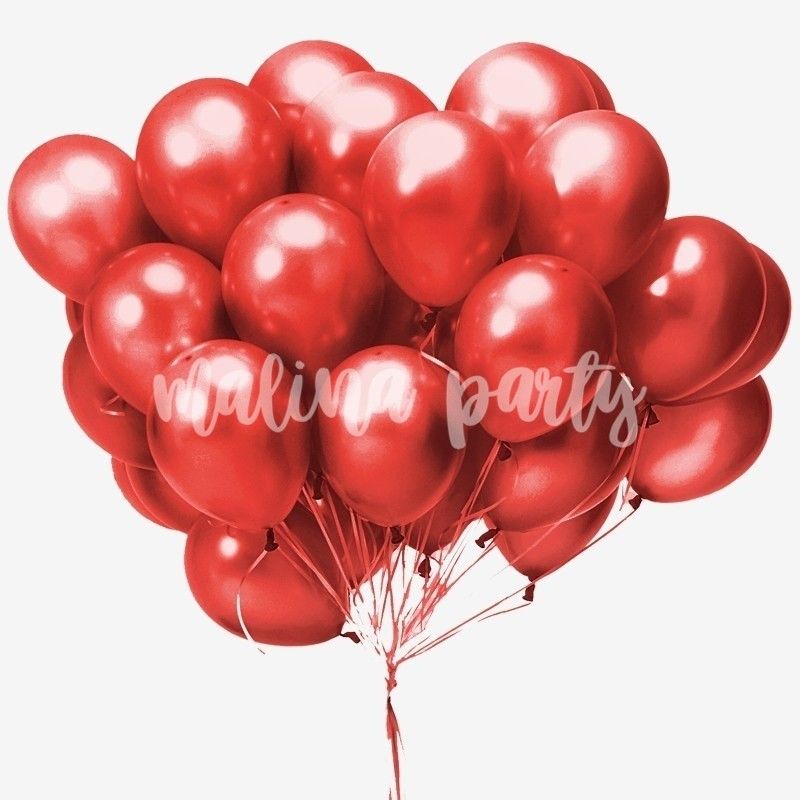 Облако воздушных шаров с гелием красный металлик