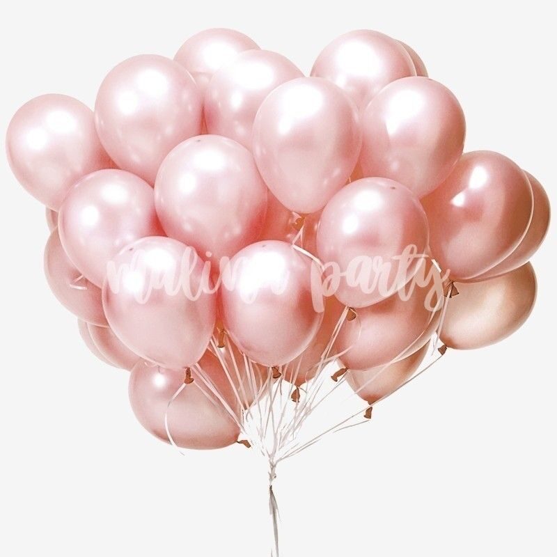 Облако воздушных шаров с гелием розовый и лиловый перламутр