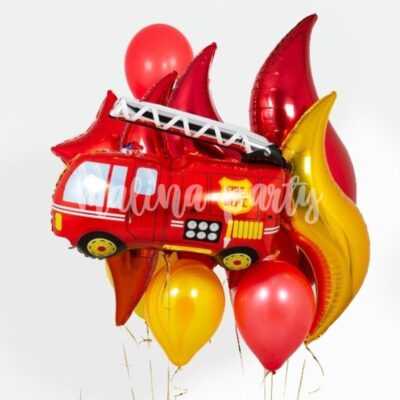 Букет воздушных шаров с пожарной машиной