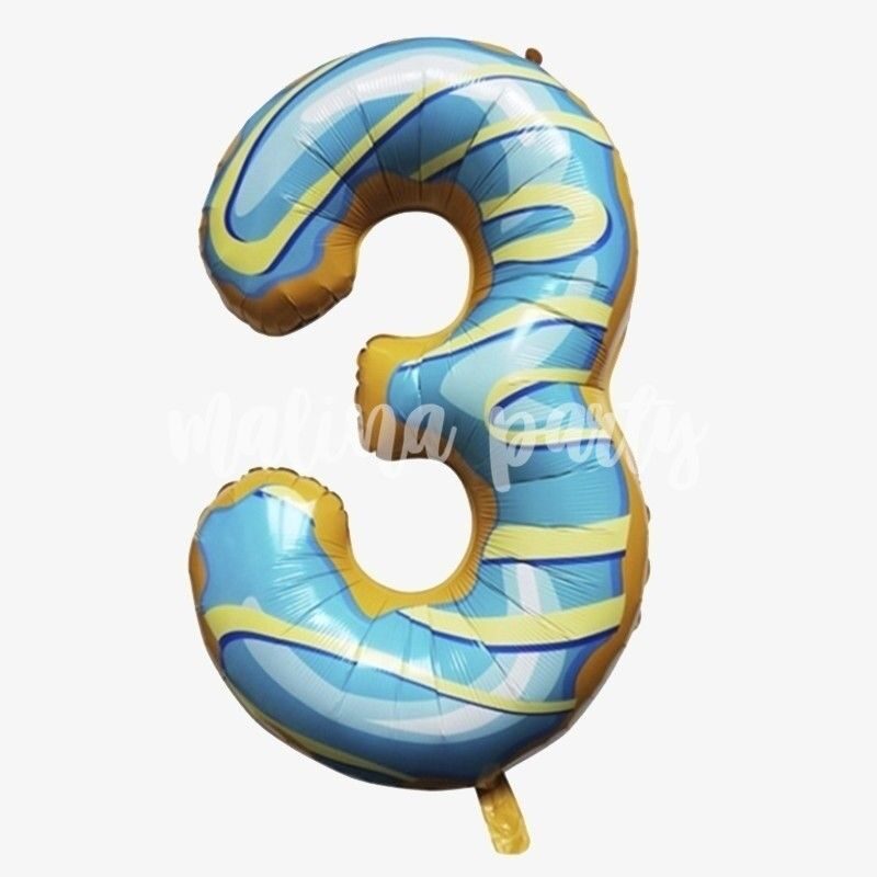 Воздушный шар цифра 4 желтая Тропическая вечеринка