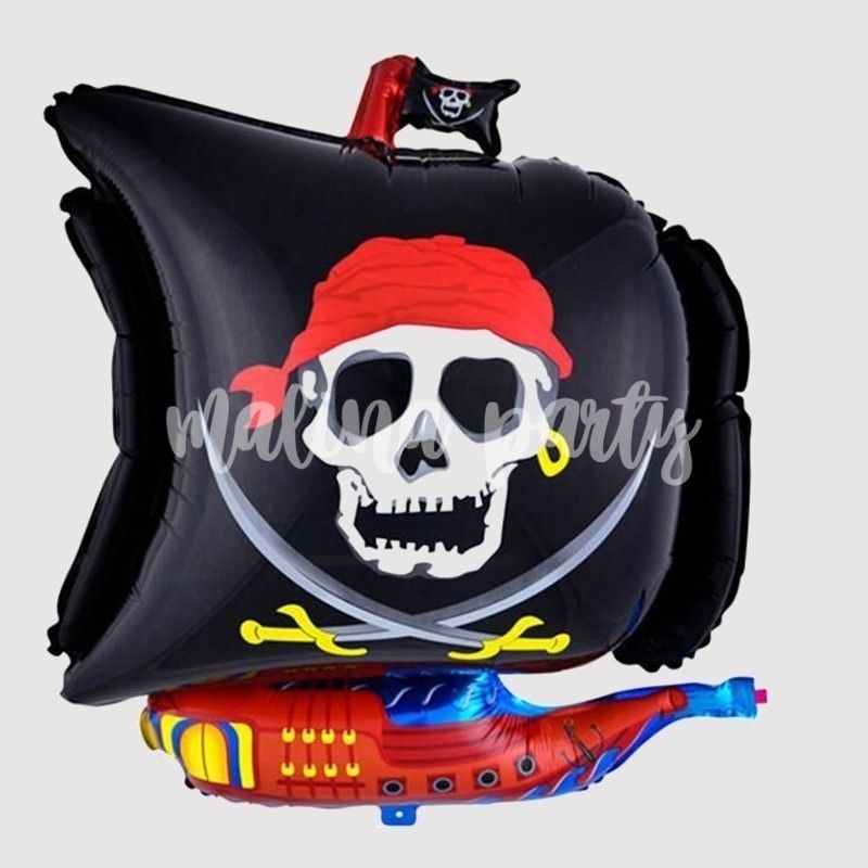 Воздушный шар пиратский корабль черный