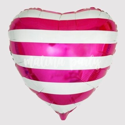 Воздушный шар сердце полосатый розовый