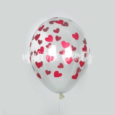 Воздушный шар с рисунком сердца малиновый 1 штука