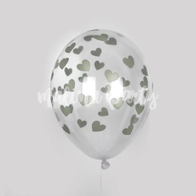 Воздушный шар с рисунком сердца серебро 1 штука