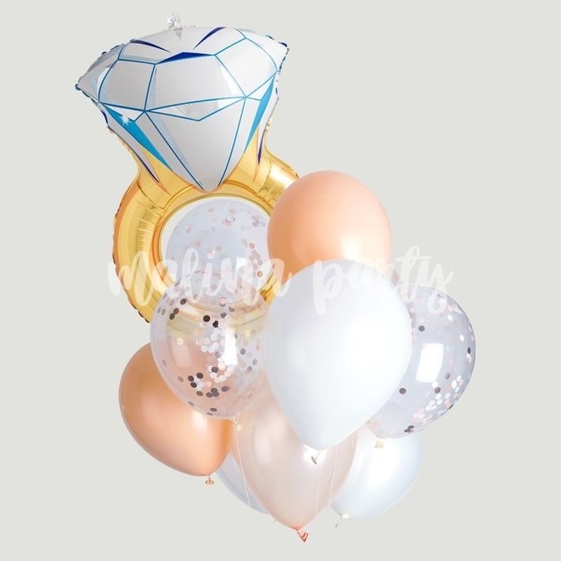 Букет воздушных шаров с гелием пастель с кольцом