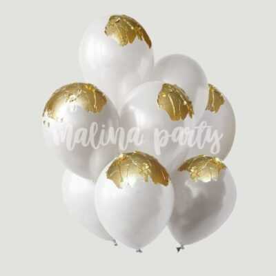 Букет воздушных шаров свадебный с золотым декором