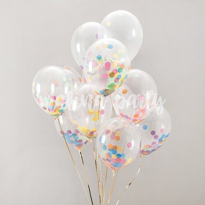 Букет гелиевых воздушных шаров с цветным конфетти