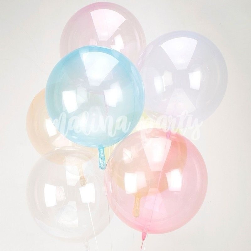 Набор воздушных шаров с большим шаром конфетти серебро и бабл