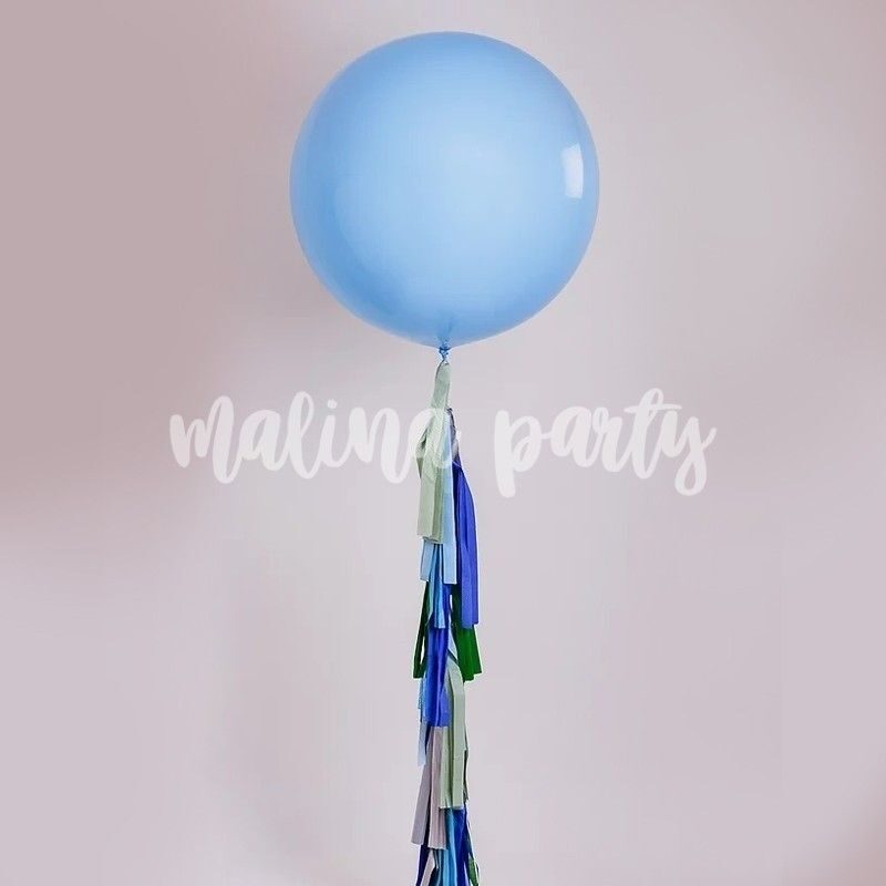 Большой воздушный шар гелиевый голубой с атласной летной
