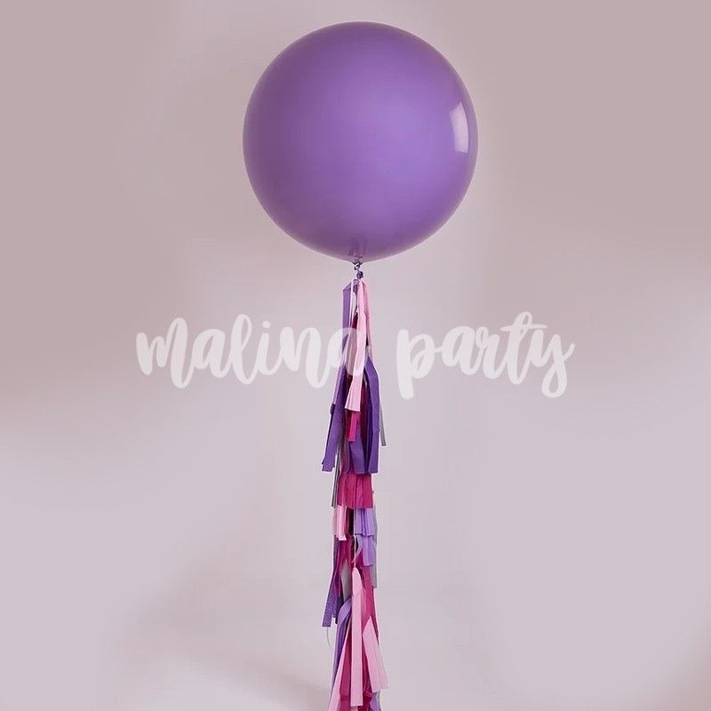 Большой воздушный шар гелиевый лиловый с хвостом тассел