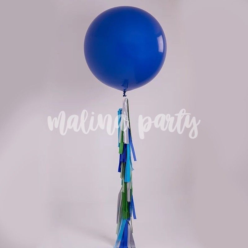 Большой воздушный шар гелиевый синий с хвостом тассел