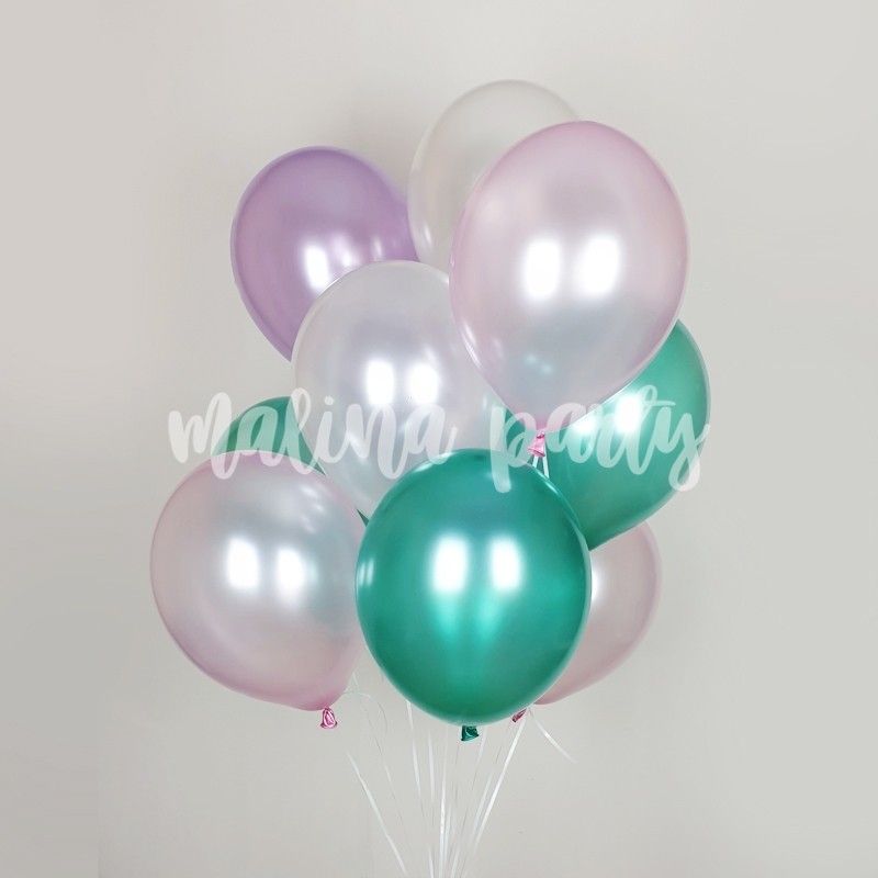Букет воздушных шаров с гелием пастель и хром