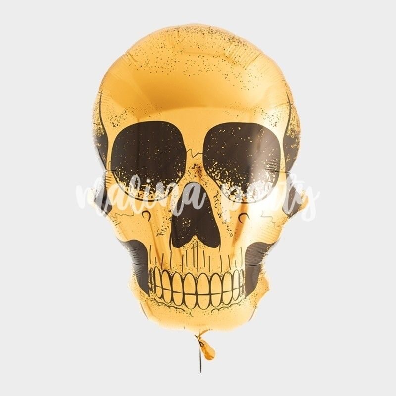 Воздушный шар череп золотой