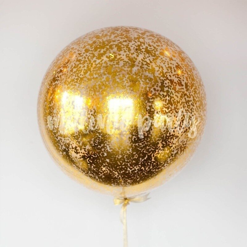 Большой воздушный шар гелиевый с золотым конфетти
