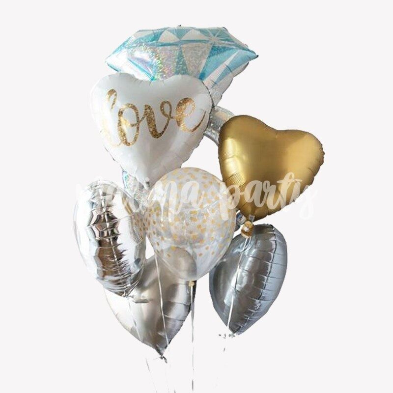Букет воздушных шаров с гелием Love с кольцом