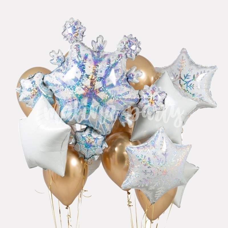 Букет воздушных шаров с гелием Снежинки и звезды