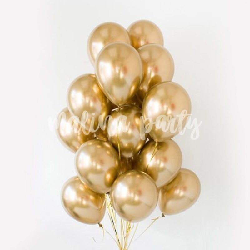 Букет воздушных шаров с гелием золото хром 20 штук