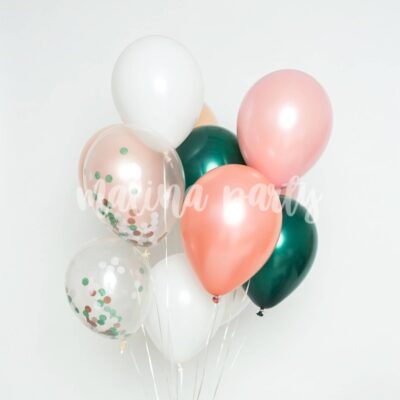 Букет воздушных шаров розовый и зеленый