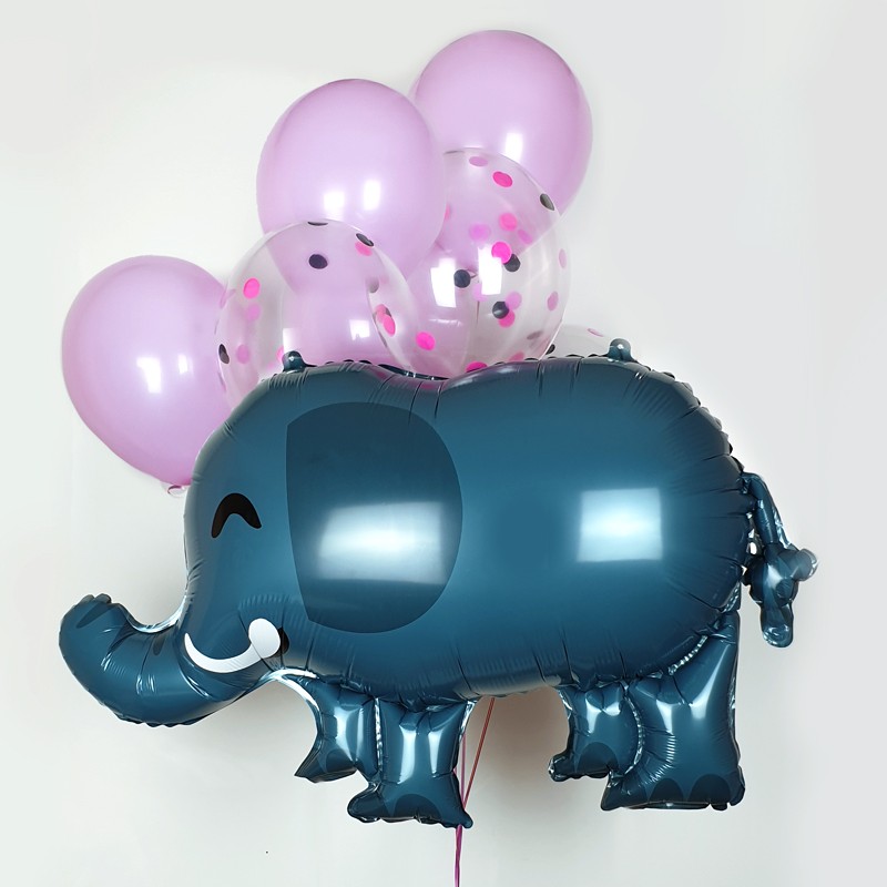 Букет воздушных шаров со слоном и конфетти