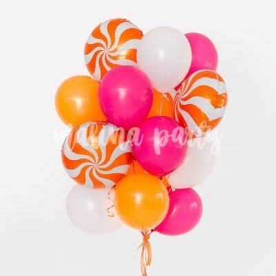 Букет воздушных шаров с оранжевыми леденцами
