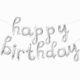 Воздушный шар надпись Happy birthday серебро