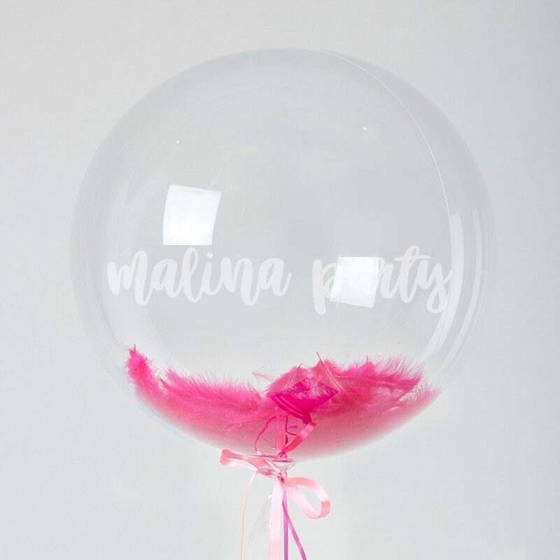Воздушный шар Баблс с цветным конфетти сердечки