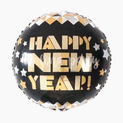 Воздушный шар круг черный С новым годом