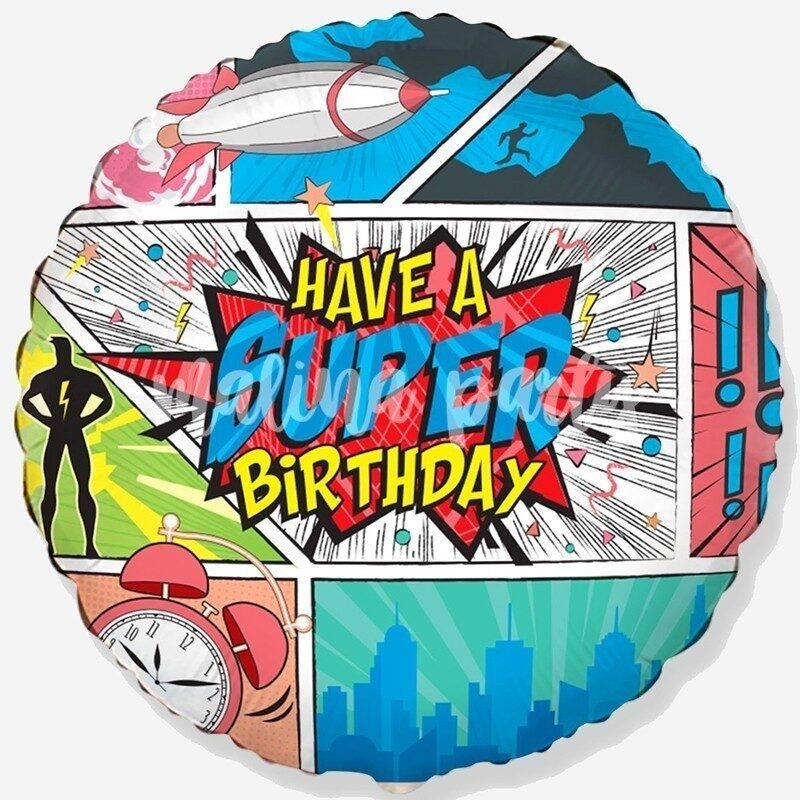 Воздушный шар круг Супер день рождения