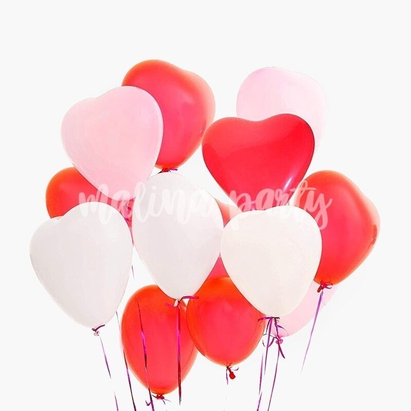 Букет воздушных шаров с гелием латексные сердечки ассотри