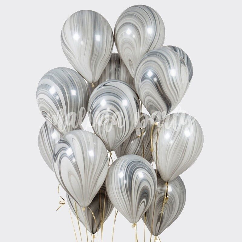 Букет воздушных шаров с гелием черный, золото и серебро