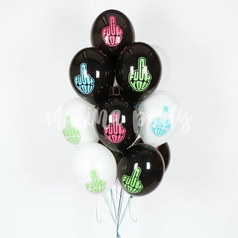 Воздушный шар черный С днем рождения тебя 10 шт