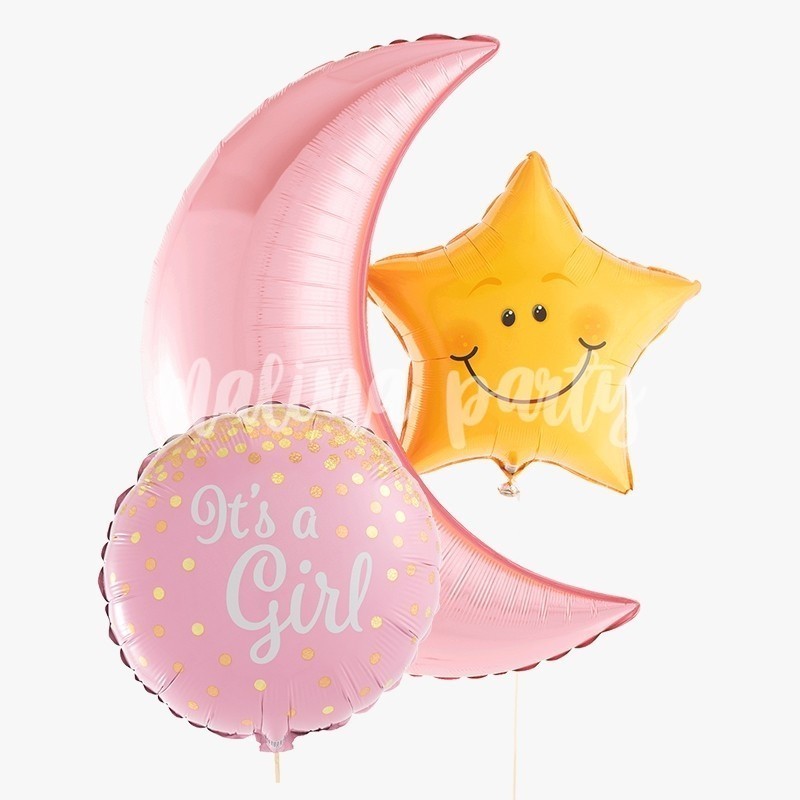Букет воздушных шаров с гелием Это девочка розовый месяц