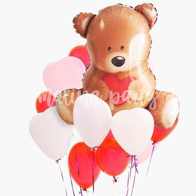 Букет воздушных шаров с гелием на день рождения розовый с золотом