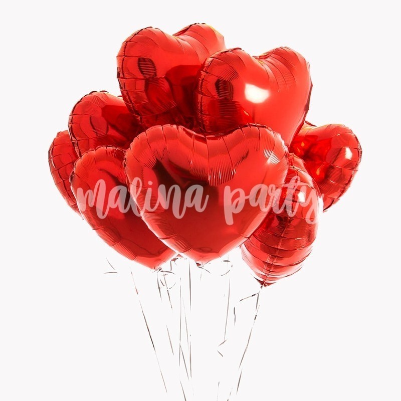 Букет воздушных шаров с гелием красные сердечки
