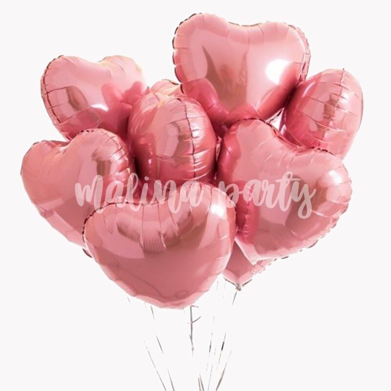 Букет воздушных шаров с гелием розовые сердечки