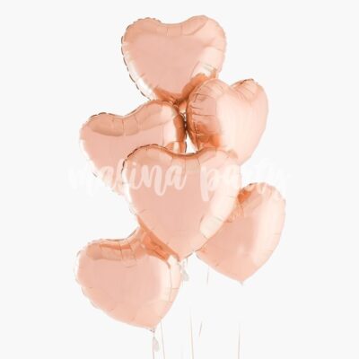 Букет воздушных шаров сердца розовое золото